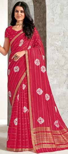 Festive, Reception, Traditional Pink and Majenta color Saree in Art Silk fabric with South Printed, Tye n Dye work : 1963846