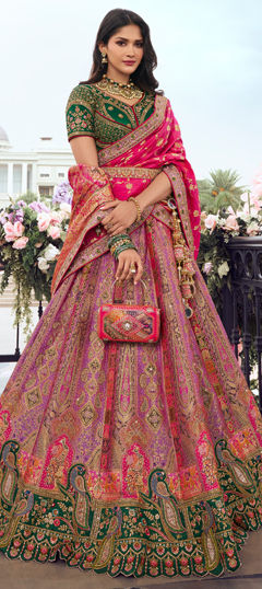 Purple and Violet color Lehenga in Silk fabric with Embroidered, Sequence, Stone, Thread, Zari work