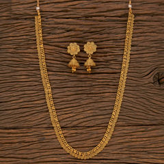 Gold Rodium Polish Gold color Necklace in Brass studded with Beads