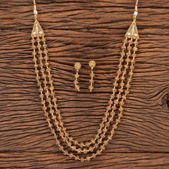 Gold Rodium Polish Gold color Necklace in Brass studded with Beads