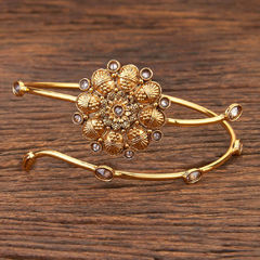 White and Off White color Armlet in Brass studded with CZ Diamond & Gold Rodium Polish : 1964346