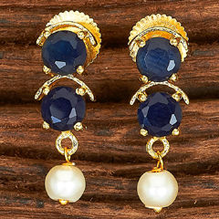 Gold Rodium Polish Multicolor color Earrings in Brass studded with Pearl