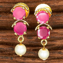 Gold Rodium Polish Multicolor color Earrings in Brass studded with Pearl