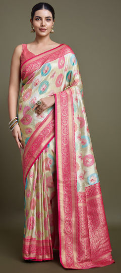 Multicolor color Saree in Banarasi Silk fabric with Printed, Weaving work