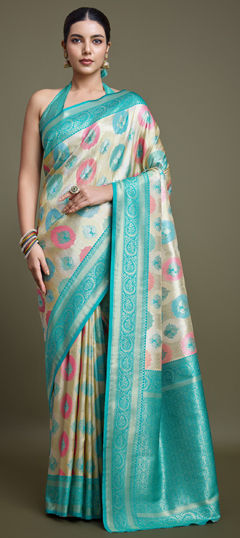 Multicolor color Saree in Banarasi Silk fabric with Printed, Weaving work