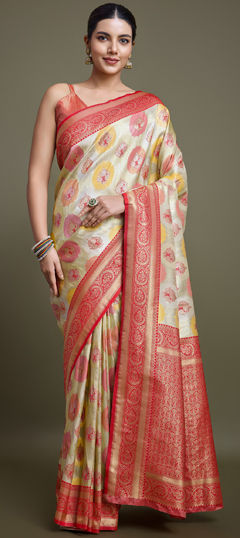 Multicolor color Saree in Banarasi Silk fabric with Printed, Weaving work