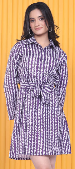 Casual, Summer Purple and Violet color Dress in Cotton fabric with Printed work : 1964928