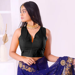 Black and Grey color Blouse in Cotton fabric with Thread work