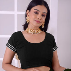 Black and Grey color Blouse in Georgette fabric with Gota Patti work