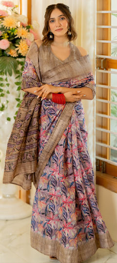 Traditional Pink and Majenta color Saree in Blended Cotton fabric with Classic Border, Floral, Weaving work : 1965222