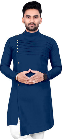 Blue color Kurta in Cotton fabric with Thread work