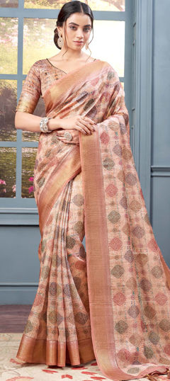 Pink and Majenta color Saree in Art Silk fabric with Printed, Weaving work