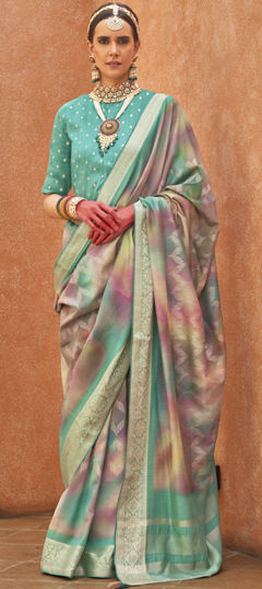 Multicolor color Saree in Silk fabric with Weaving, Zari work