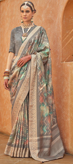 Multicolor color Saree in Silk fabric with Weaving, Zari work