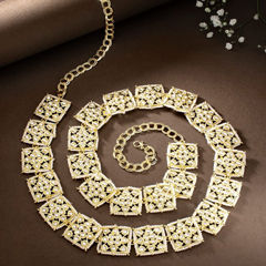 White and Off White color Waist Chain in Brass studded with CZ Diamond & Gold Rodium Polish : 1966136