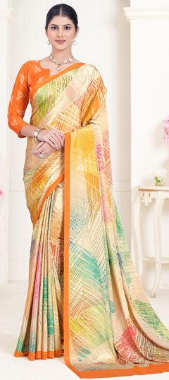 Multicolor color Saree in Crepe Silk fabric with Digital Print work