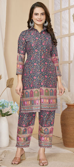 Casual, Summer Black and Grey color Salwar Kameez in Rayon fabric with Digital Print work : 1966466