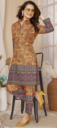 Casual, Summer Yellow color Salwar Kameez in Rayon fabric with Digital Print work : 1966468