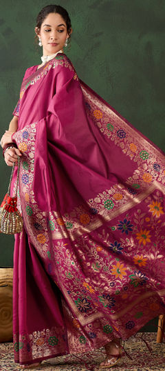 Pink and Majenta color Saree in Art Silk fabric with Weaving, Zari work