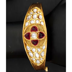 Gold Rodium Polish Pink and Majenta color Bracelet in Metal Alloy studded with CZ Diamond