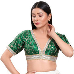 Green color Blouse in Silk fabric with Embroidered, Sequence work