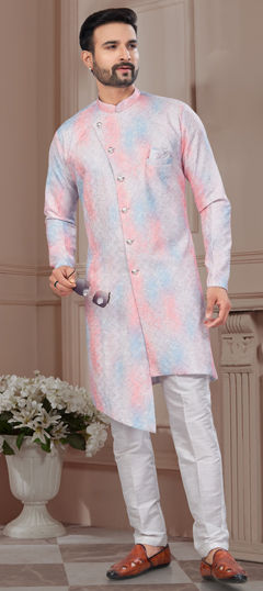 Multicolor color IndoWestern Dress in Viscose fabric with Digital Print, Embroidered, Stone, Thread work