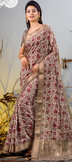 Multicolor color Saree in Chanderi Silk fabric with Printed work