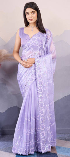 Purple and Violet color Saree in Art Silk fabric with Sequence work