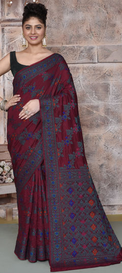 Bridal, Traditional, Wedding Pink and Majenta color Saree in Banarasi Silk fabric with South Weaving, Zari work : 1967587