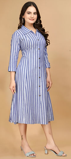 Casual, Summer Blue color Dress in Cotton fabric with Printed work : 1967735