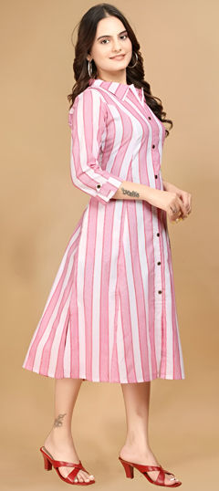 Casual, Summer Pink and Majenta color Dress in Cotton fabric with Printed work : 1967741