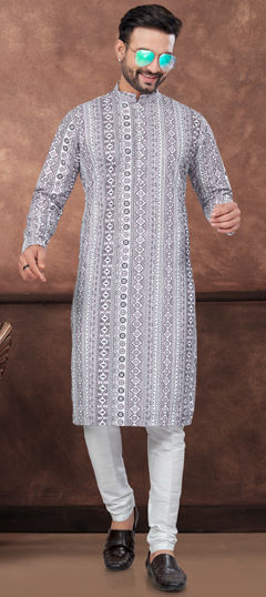 Purple and Violet color Kurta Pyjamas in Rayon fabric with Printed work