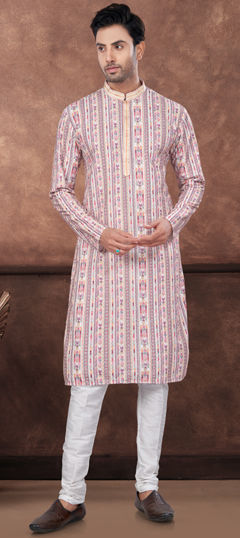 Multicolor color Kurta Pyjamas in Rayon fabric with Printed work