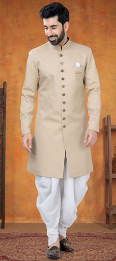 Gold color IndoWestern Dress in Rayon fabric with Broches work