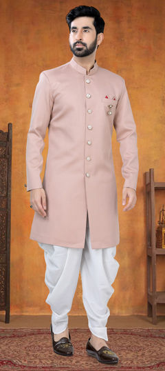 Pink and Majenta color IndoWestern Dress in Rayon fabric with Broches work