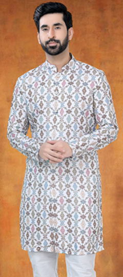 Beige and Brown color Kurta in Cotton fabric with Printed work