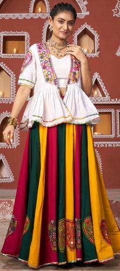 Multicolor color Ready to Wear Lehenga in Viscose fabric with Embroidered, Mirror, Printed work