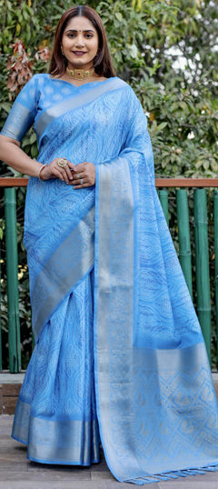 Festive, Traditional Blue color Saree in Art Silk fabric with South Bandhej, Printed, Weaving work : 1968178