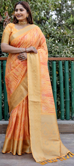 Festive, Traditional Orange color Saree in Art Silk fabric with South Bandhej, Printed, Weaving work : 1968181