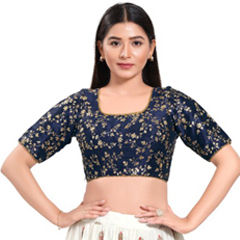 Blue color Blouse in Silk fabric with Embroidered, Sequence, Thread work