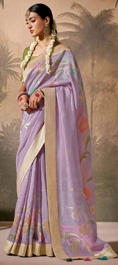 Purple and Violet color Saree in Silk fabric with Weaving, Zari work