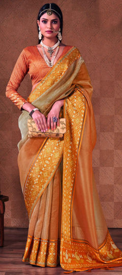 Black and Grey color Saree in Silk fabric with Weaving work