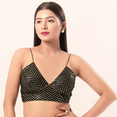 Black and Grey color Blouse in Art Silk fabric with Sequence work