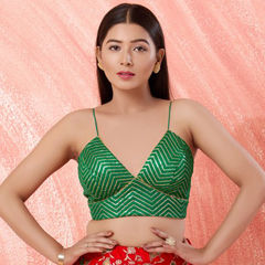 Green color Blouse in Art Silk fabric with Sequence work