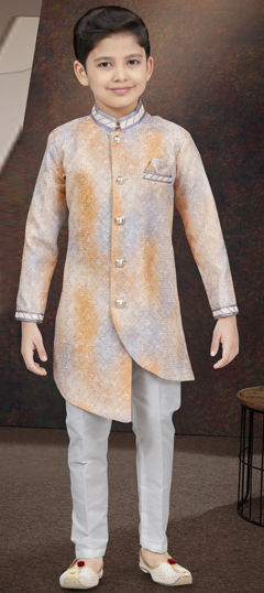 Party Wear Multicolor color Boys Indo-Western in Silk fabric with Digital Print, Sequence, Stone, Thread work : 1969689