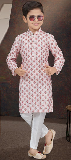 Multicolor color Boys Kurta Pyjama in Rayon fabric with Digital Print, Embroidered, Thread work