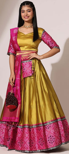 Festive, Reception Yellow color Lehenga in Silk fabric with Flared Printed work : 1970290