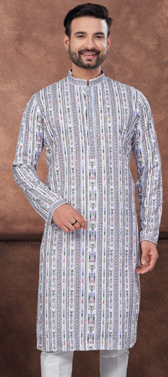 Multicolor color Kurta in Rayon fabric with Digital Print, Embroidered, Thread work