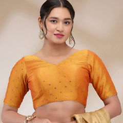 Yellow color Blouse in Blended fabric with Printed work