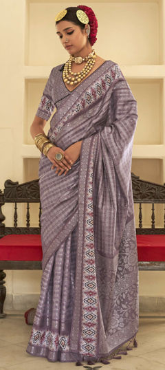 Purple and Violet color Saree in Silk fabric with Weaving, Zari work